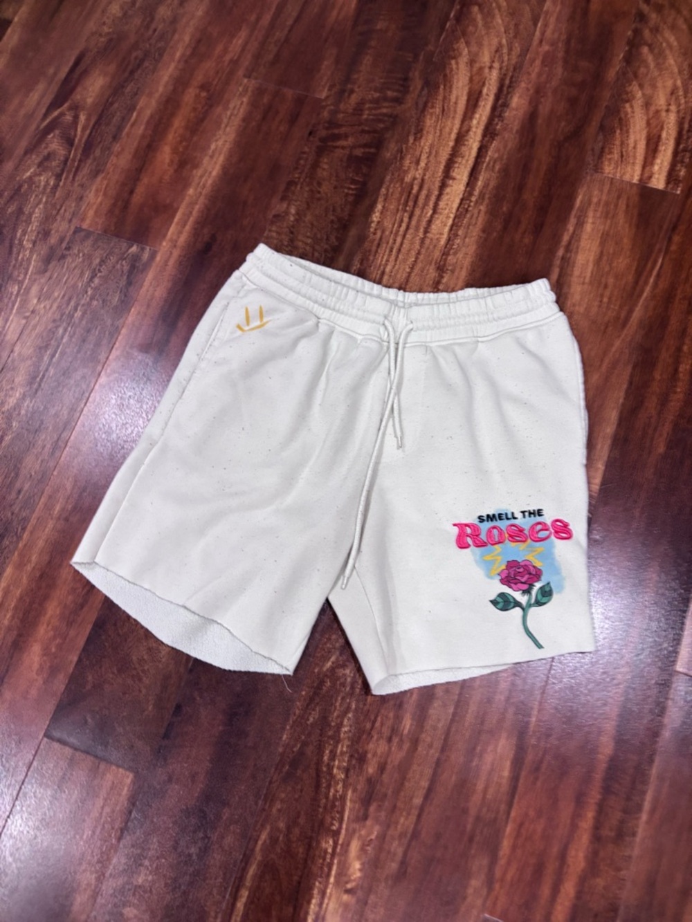 Rue 21 Cream 'Smell the Roses' Embroidered Cotton Shorts